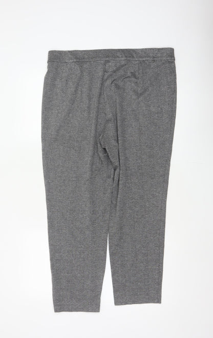 Marks and Spencer Women Grey UK 18 Geometric Tapered Stretch Trousers