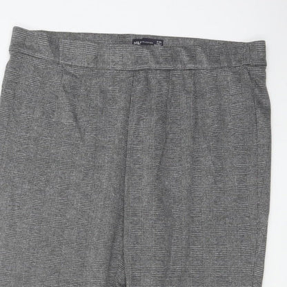 Marks and Spencer Women Grey UK 18 Geometric Tapered Stretch Trousers