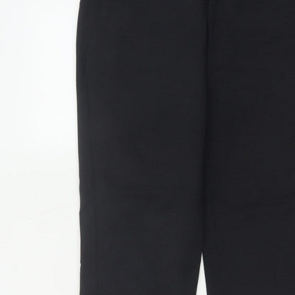 Zara Women Black UK 12 Tapered Ankle Smart Trousers Cotton Blend