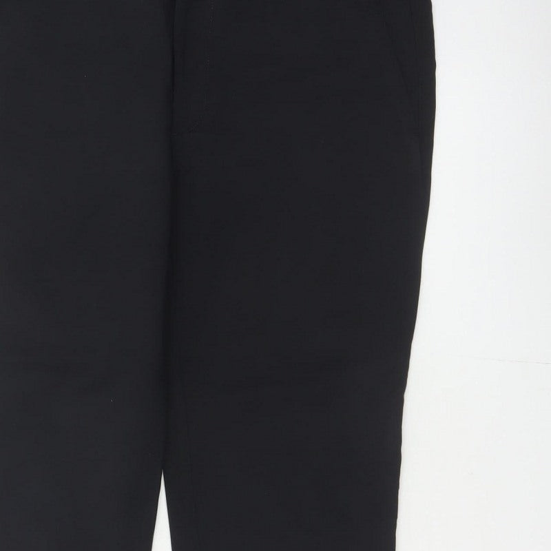Zara Women Black UK 12 Tapered Ankle Smart Trousers Cotton Blend