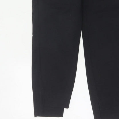 Zara Women Black UK 12 Tapered Ankle Smart Trousers Cotton Blend