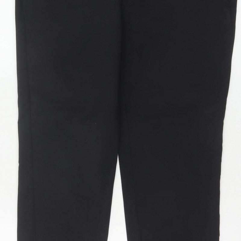 Zara Women Black UK 12 Tapered Ankle Smart Trousers Cotton Blend