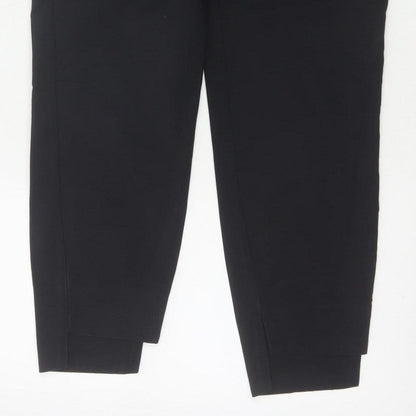 Zara Women Black UK 12 Tapered Ankle Smart Trousers Cotton Blend