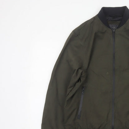 Marks and Spencer Men Green M Bomber Jacket Full Zip Lined
