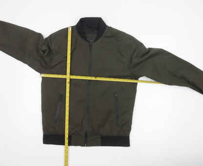 Marks and Spencer Men Green M Bomber Jacket Full Zip Lined