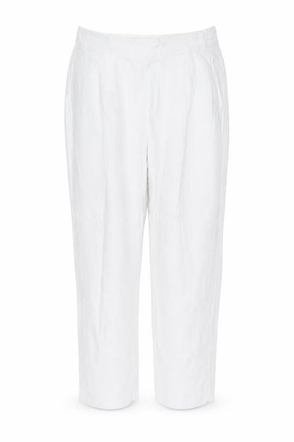 Marks & Spencer Women White UK 14 Short Linen Blend Tapered Trousers