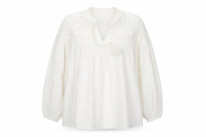 Per Una Women Ivory UK 14 Bohemian Lace Tie Neck Long Sleeve Blouse