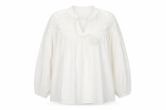 Per Una Women Ivory UK 14 Bohemian Lace Tie Neck Long Sleeve Blouse