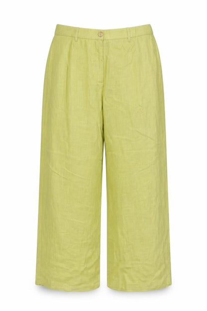 Marks & Spencer Women Green Linen Blend Wide Leg Trousers UK 16