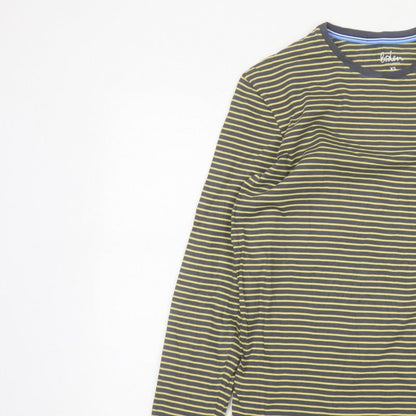 Boden Women’s Grey Yellow Striped XS Basic Long Sleeve Cotton T-Shirt