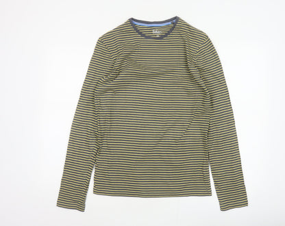 Boden Women’s Grey Yellow Striped XS Basic Long Sleeve Cotton T-Shirt