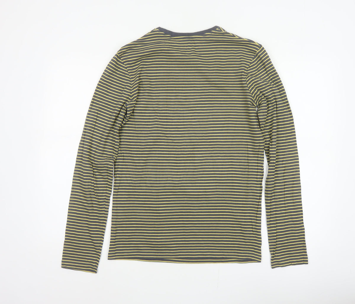 Boden Women’s Grey Yellow Striped XS Basic Long Sleeve Cotton T-Shirt