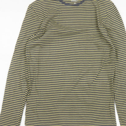 Boden Women’s Grey Yellow Striped XS Basic Long Sleeve Cotton T-Shirt