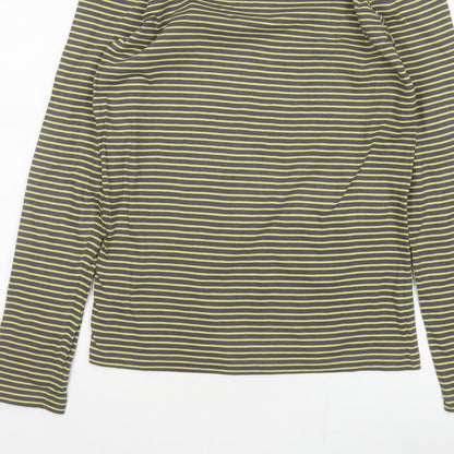 Boden Women’s Grey Yellow Striped XS Basic Long Sleeve Cotton T-Shirt