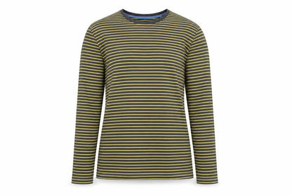 Boden Women’s Grey Yellow Striped XS Basic Long Sleeve Cotton T-Shirt