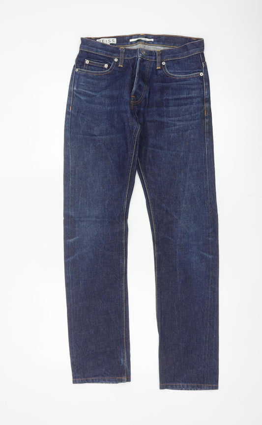 Back view of Reiss Men’s Blue 28 Straight Dark Wash 100% Cotton 5-Pocket Jeans