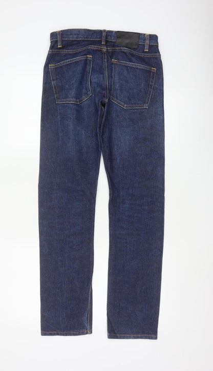 Reiss Men’s Blue 28 Straight Dark Wash 100% Cotton 5-Pocket Jeans