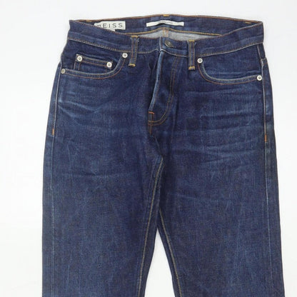 Reiss Men’s Blue 28 Straight Dark Wash 100% Cotton 5-Pocket Jeans