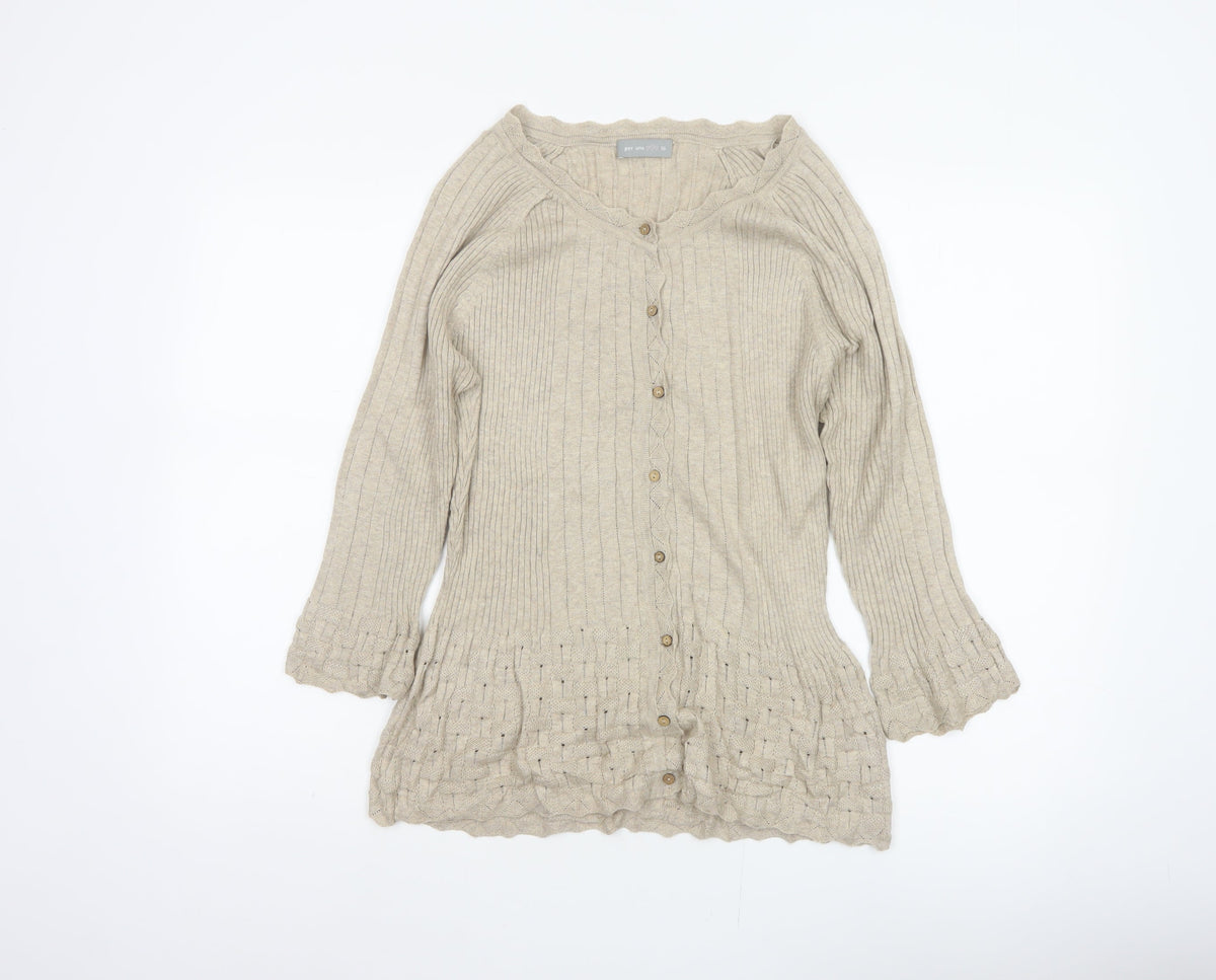 Per Una Women’s Beige Size 16 Ribbed Button Cardigan