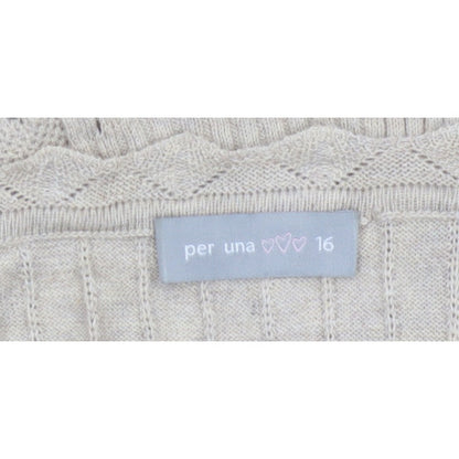 Per Una Women’s Beige Size 16 Ribbed Button Cardigan