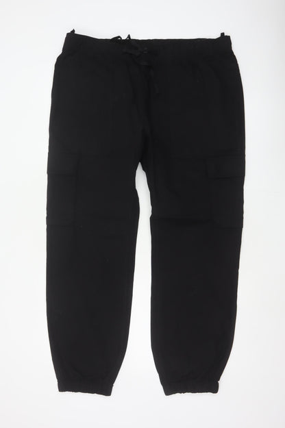 Marks & Spencer Men Black XL Cotton Stretch Cargo Jogger Trousers