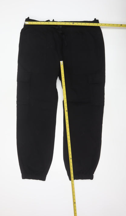 Marks & Spencer Men Black XL Cotton Stretch Cargo Jogger Trousers