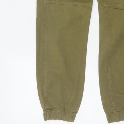 Bershka Women’s Green UK 4 High Rise Pleated Tapered Jogger Trousers