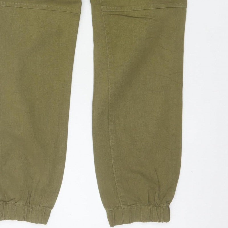 Bershka Women’s Green UK 4 High Rise Pleated Tapered Jogger Trousers