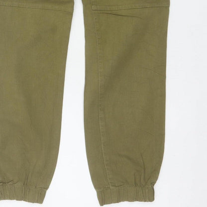 Bershka Women’s Green UK 4 High Rise Pleated Tapered Jogger Trousers