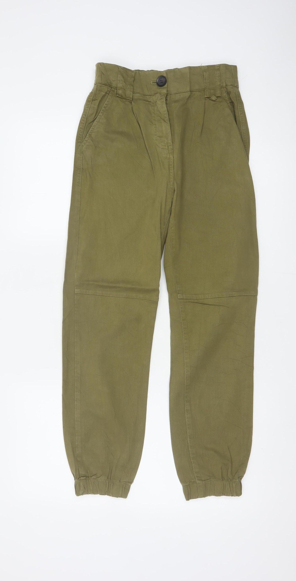 Bershka Women’s Green UK 4 High Rise Pleated Tapered Jogger Trousers