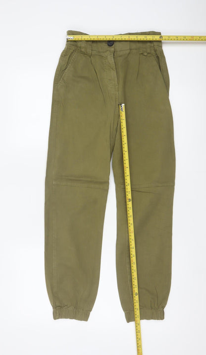 Bershka Women’s Green UK 4 High Rise Pleated Tapered Jogger Trousers
