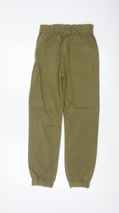 Bershka Women’s Green UK 4 High Rise Pleated Tapered Jogger Trousers