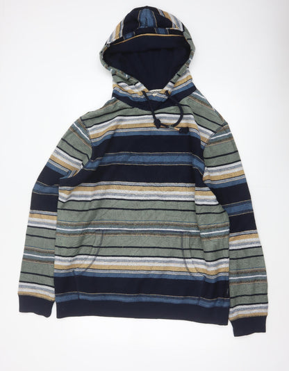 Fat Face Men’s Multicoloured Striped Pullover Hoodie XL Regular Cotton