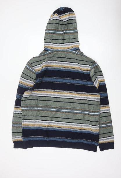 Fat Face Men’s Multicoloured Striped Pullover Hoodie XL Regular Cotton