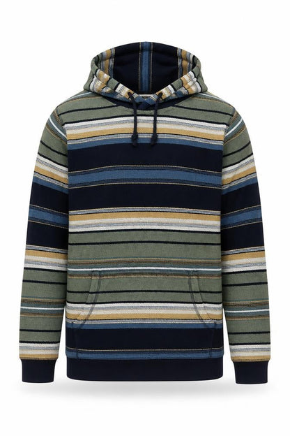 Fat Face Men’s Multicoloured Striped Pullover Hoodie XL Regular Cotton