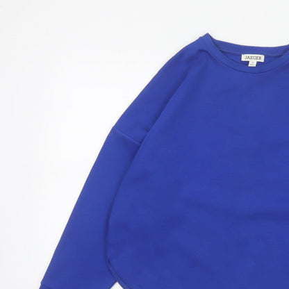 Jaeger Women Blue UK 10 Basic Crew Neck Long Sleeve Jersey Top