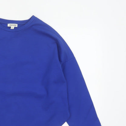Jaeger Women Blue UK 10 Basic Crew Neck Long Sleeve Jersey Top