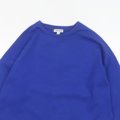Jaeger Women Blue UK 10 Basic Crew Neck Long Sleeve Jersey Top