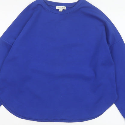 Jaeger Women Blue UK 10 Basic Crew Neck Long Sleeve Jersey Top