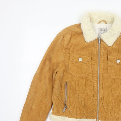 Denim Co. Women’s Brown Corduroy Faux Fur Trim Cropped Jacket UK 14