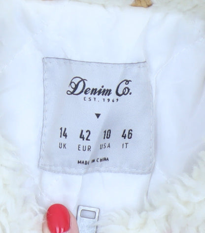 Denim Co. Women’s Brown Corduroy Faux Fur Trim Cropped Jacket UK 14