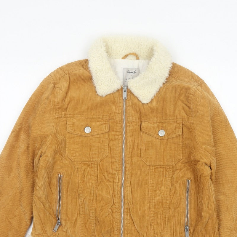 Denim Co. Women’s Brown Corduroy Faux Fur Trim Cropped Jacket UK 14