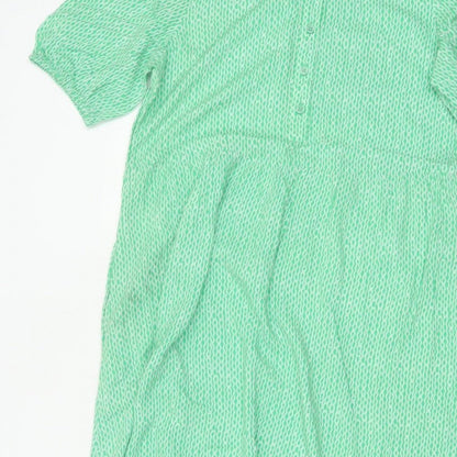 Marks and Spencer Women Green Size 10 Long Geometric Shirt Dress
