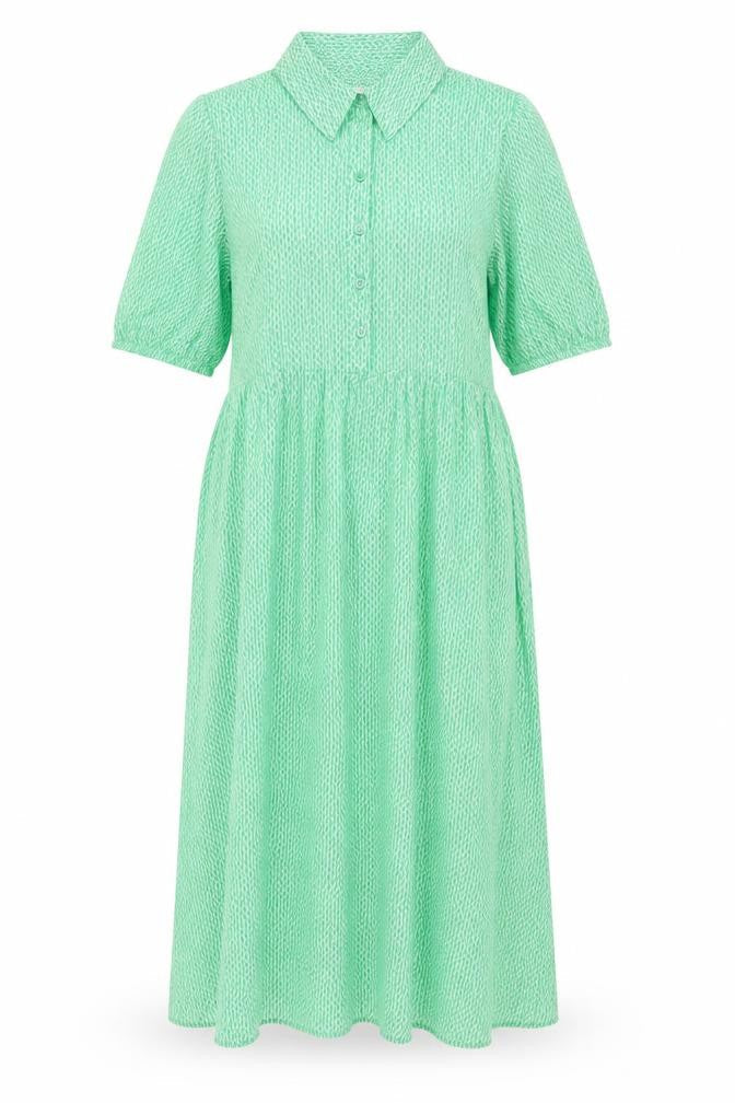 Marks and Spencer Women Green Size 10 Long Geometric Shirt Dress