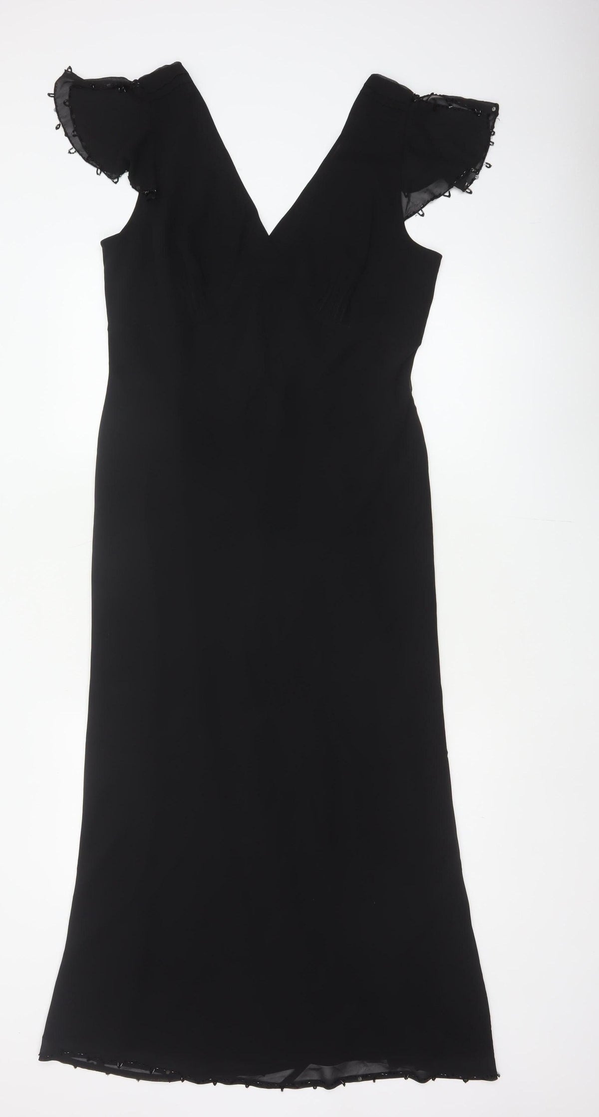 Coast Women Black UK 16 Maxi Mermaid V-Neck Beaded Formal Dress