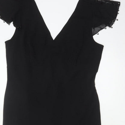 Coast Women Black UK 16 Maxi Mermaid V-Neck Beaded Formal Dress