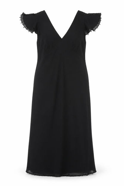 Coast Women Black UK 16 Maxi Mermaid V-Neck Beaded Formal Dress
