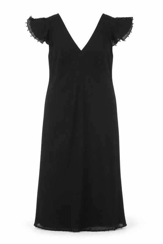 Coast Women Black UK 16 Maxi Mermaid V-Neck Beaded Formal Dress