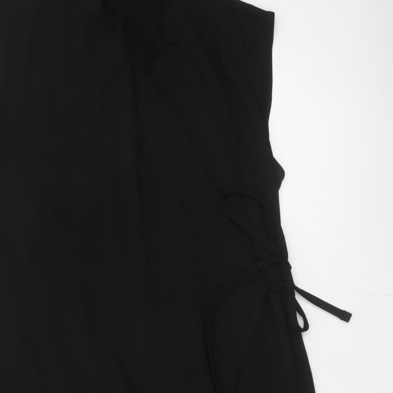 COS Women Black UK 16 Sleeveless Midi Wrap Dress Tie Belt