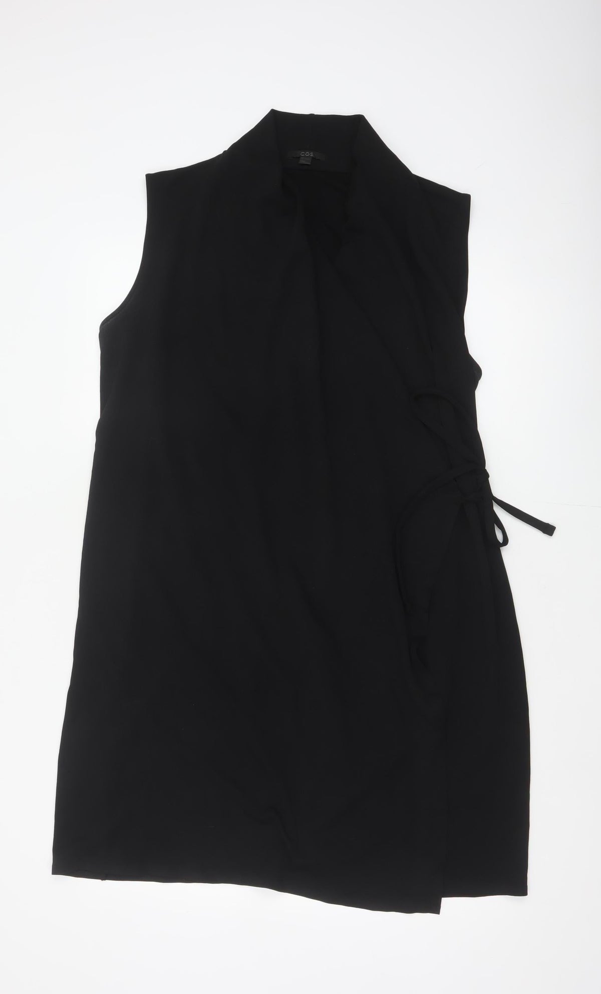 COS Women Black UK 16 Sleeveless Midi Wrap Dress Tie Belt